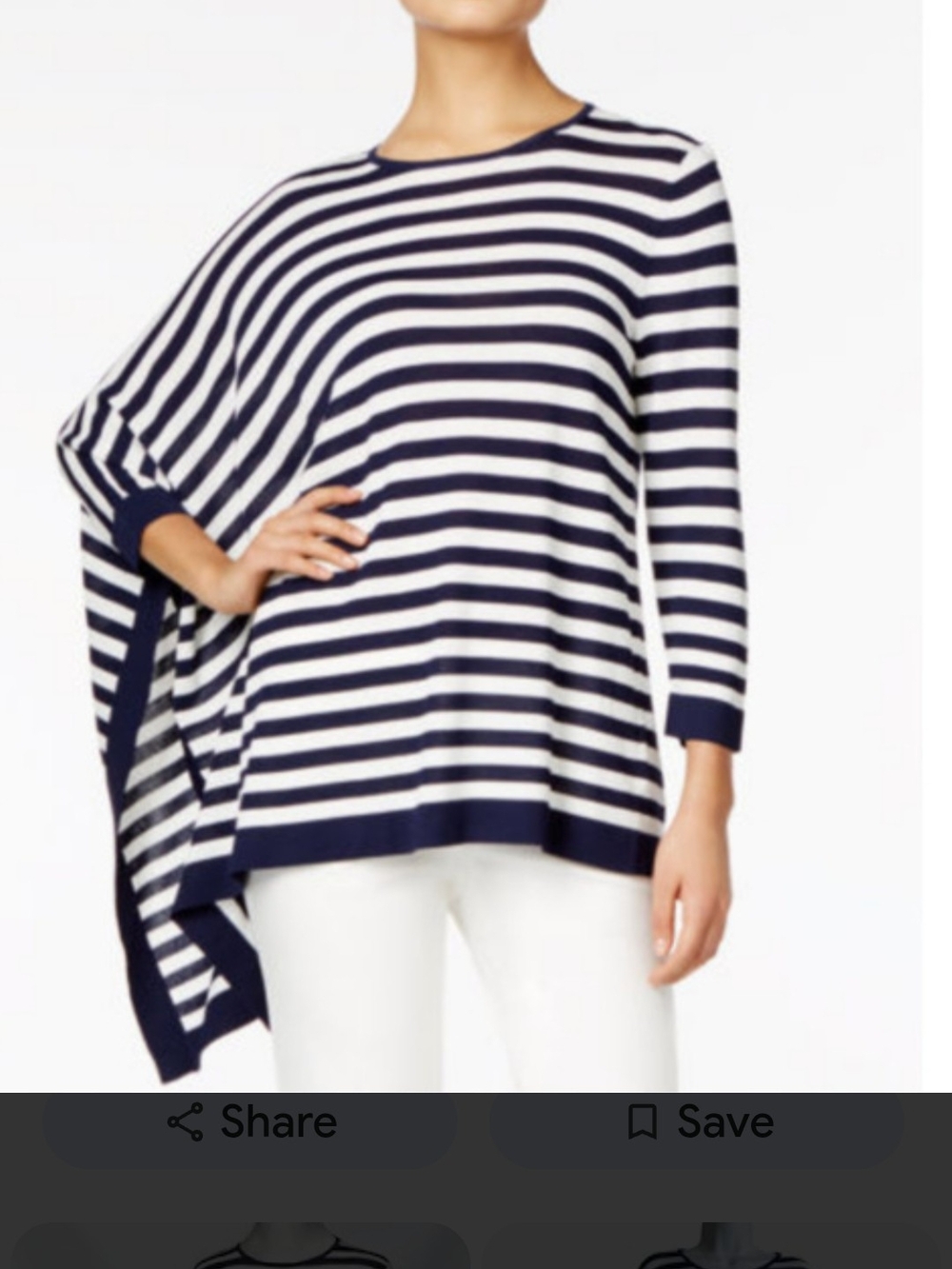 Anne Klein Navy & White Striped Poncho Knit